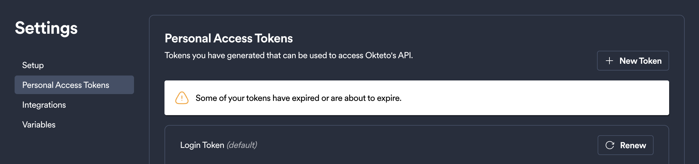 tokens expiration banner